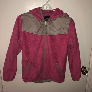 North Face Kids Large Pink and Gray Zip Up